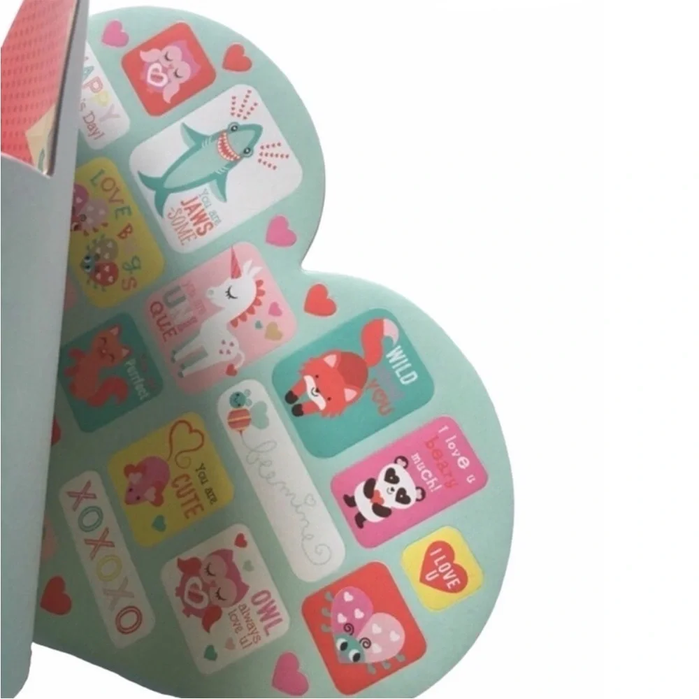 Valentine’s Stickers 2 Books 472+ Total Pandas Heart Elephants Owls Robots Foxes